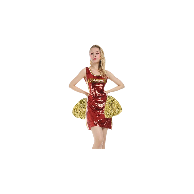 VESTIDO LENTEJUELAS ANIMADORA ENROJO