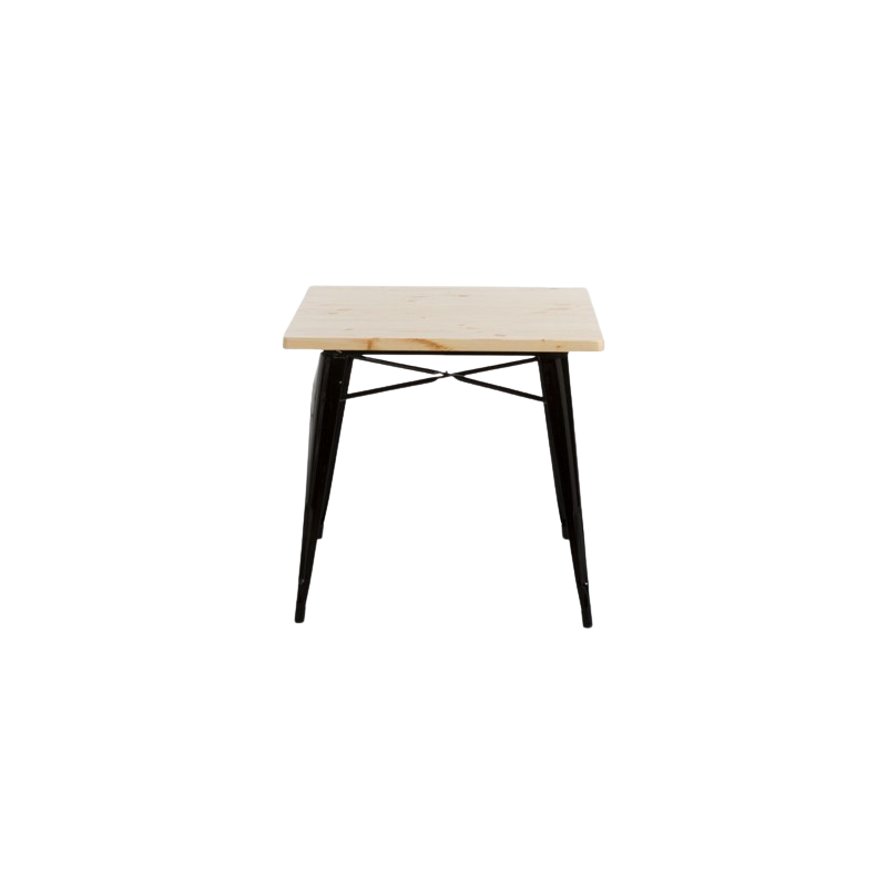 MESA CUADRADA METAL Y MADERA STRONG - NEGRO