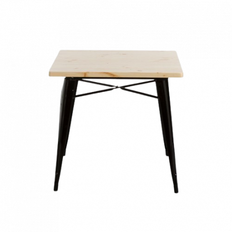 MESA CUADRADA METAL Y MADERA STRONG - NEGRO