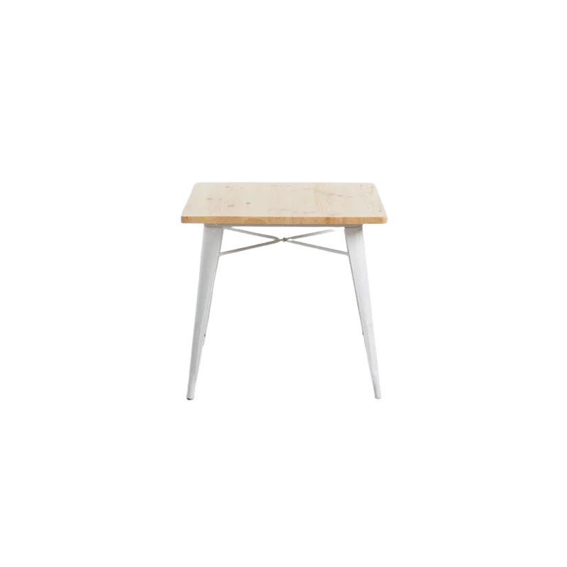 MESA CUADRADA METAL Y MADERA STRONG - BLANCO