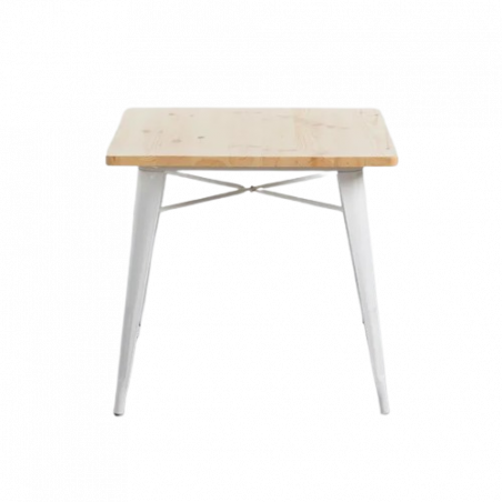 MESA CUADRADA METAL Y MADERA STRONG - BLANCO