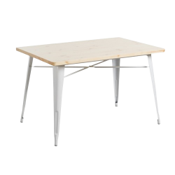 MESA RECTANGULAR METAL Y MADERA STRONG - BLANCO