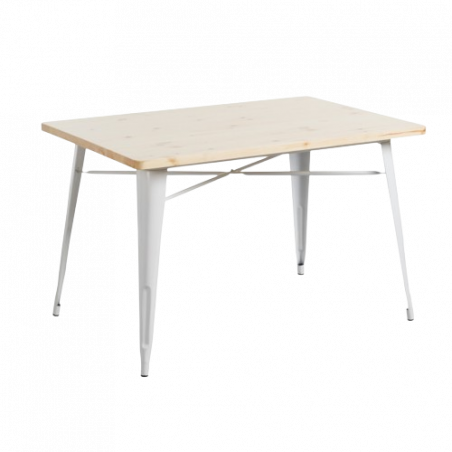 MESA RECTANGULAR METAL Y MADERA STRONG - BLANCO