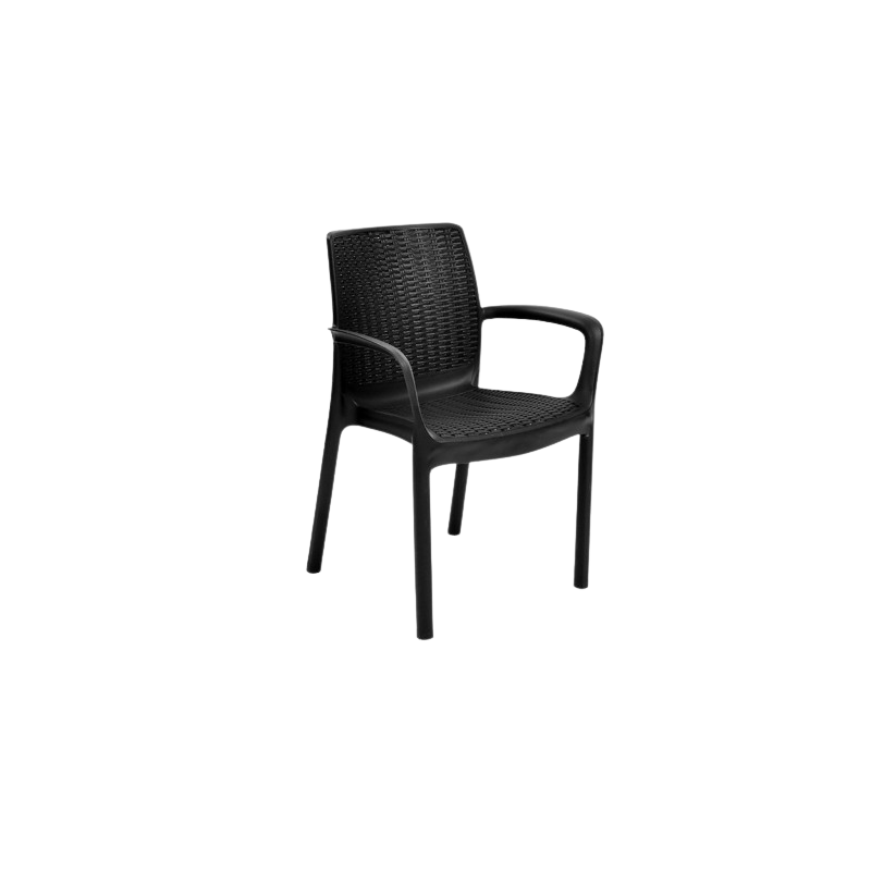 SILLA BALI DE RATÁN Y POLIPROPILENO EN GRIS ANTRACITA