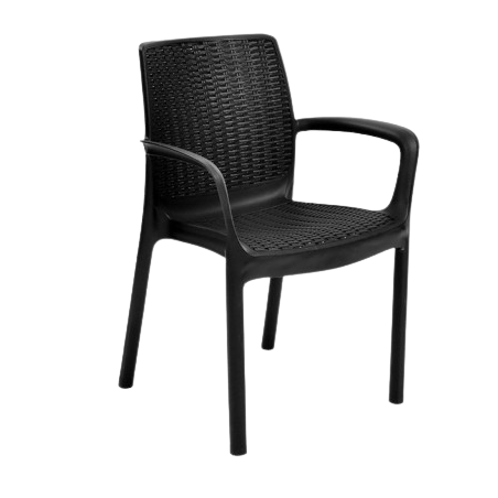 SILLA BALI DE RATÁN Y POLIPROPILENO EN GRIS ANTRACITA