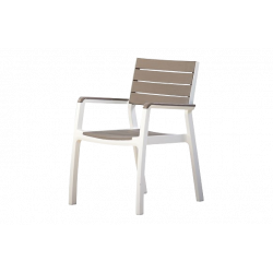 SILLA DE RESINA CON BRAZOS ARMONI EN BLANCO Y CAPUCCINO