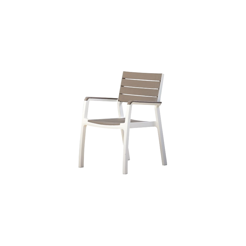 SILLA DE RESINA CON BRAZOS ARMONI EN BLANCO Y CAPUCCINO
