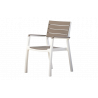 SILLA DE RESINA CON BRAZOS ARMONI EN BLANCO Y CAPUCCINO