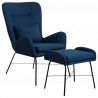 SILLÓN OREJERO CON REPOSAPIÉS AZUL