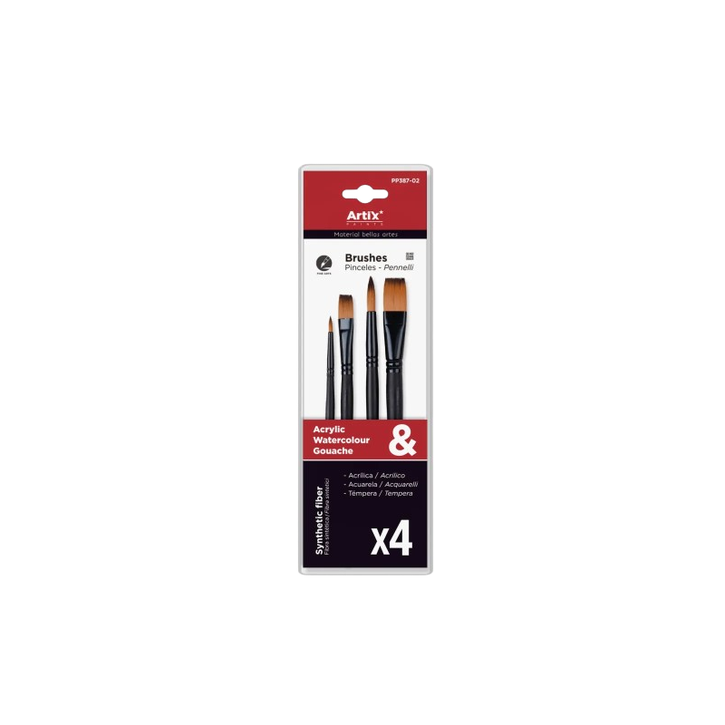 PINCELES FIBRA SINTÉTICA N6-N16 PACK 4 PINCELES FIBRA SINTÉTICA N6-N16 PACK 4