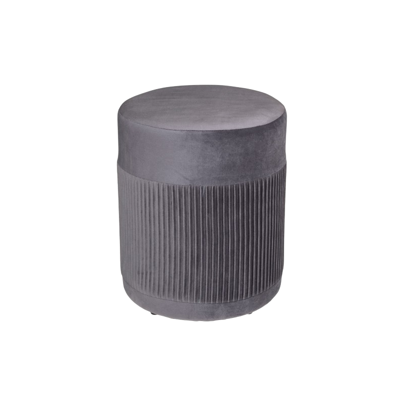PUFF DE TERCIOPELO GRIS NOFY