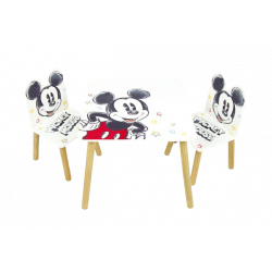 SET MESA + 2 SILLAS DE MADERA - MICKEY MOUSE