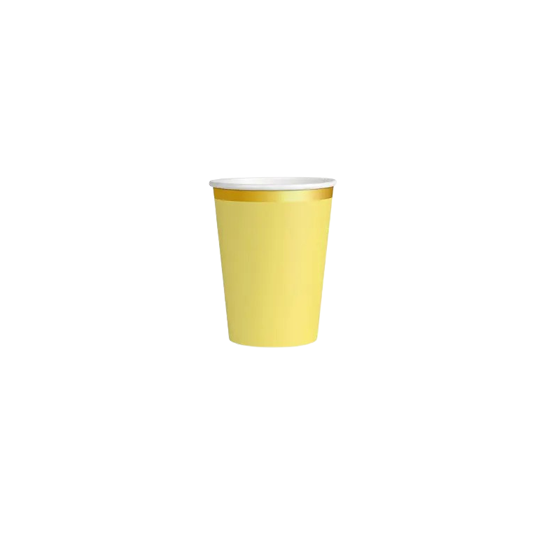 VASO DE CARTÓN AMARILLO PASTEL/ORO