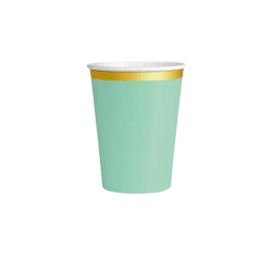 VASO DE CARTÓN MENTA PASTEL/ORO