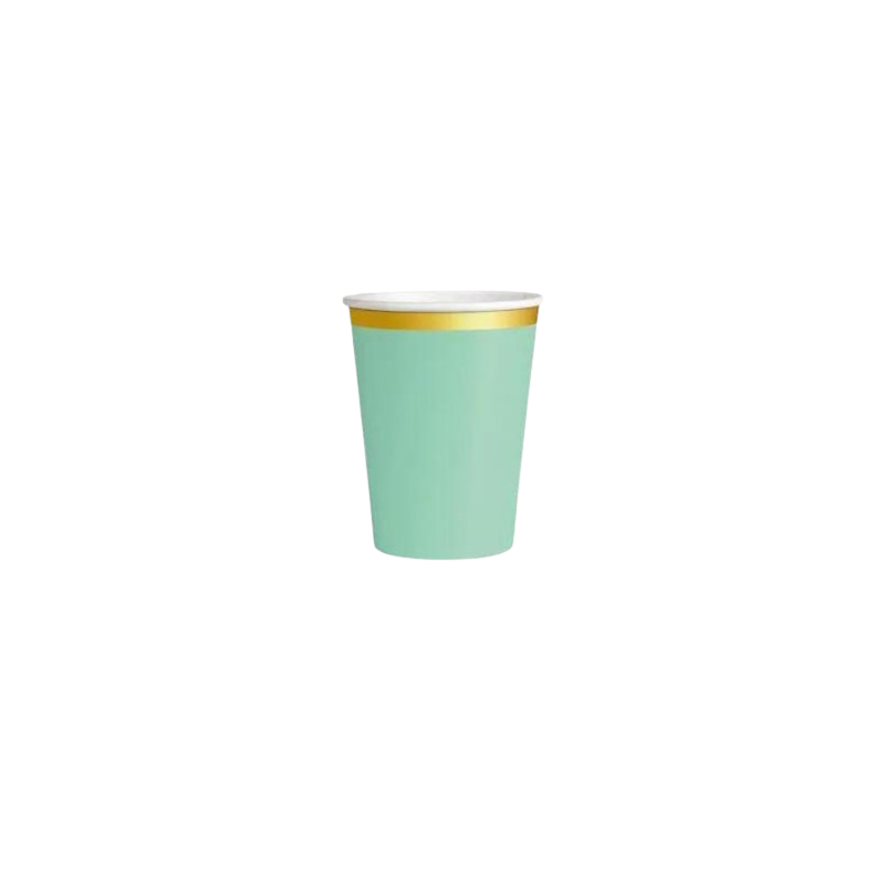 VASO DE CARTÓN MENTA PASTEL/ORO