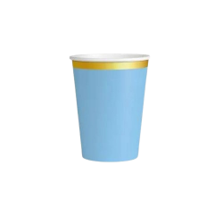VASO DE CARTÓN AZUL PASTEL/ORO