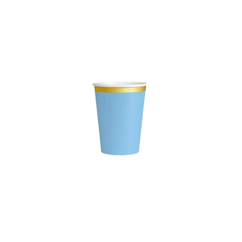 VASO DE CARTÓN AZUL PASTEL/ORO