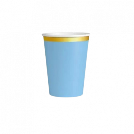 VASO DE CARTÓN AZUL PASTEL/ORO