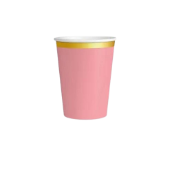 VASO DE CARTÓN ROSA PASTEL/ORO