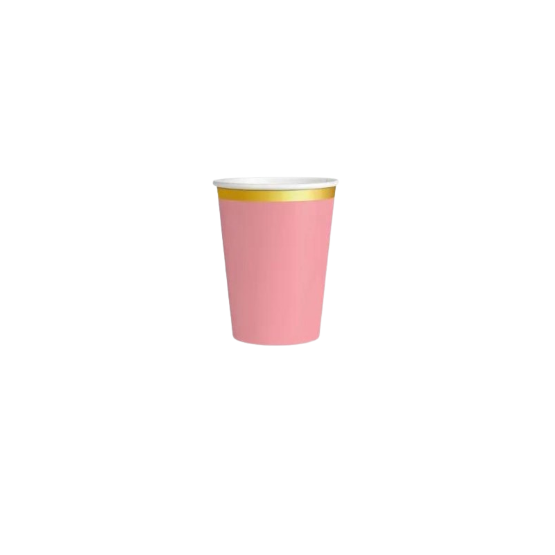 VASO DE CARTÓN ROSA PASTEL/ORO