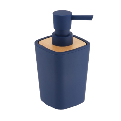JABONERA DE PULSADOR RUBBER - ABS - BAMBÚ - AZUL MARINO