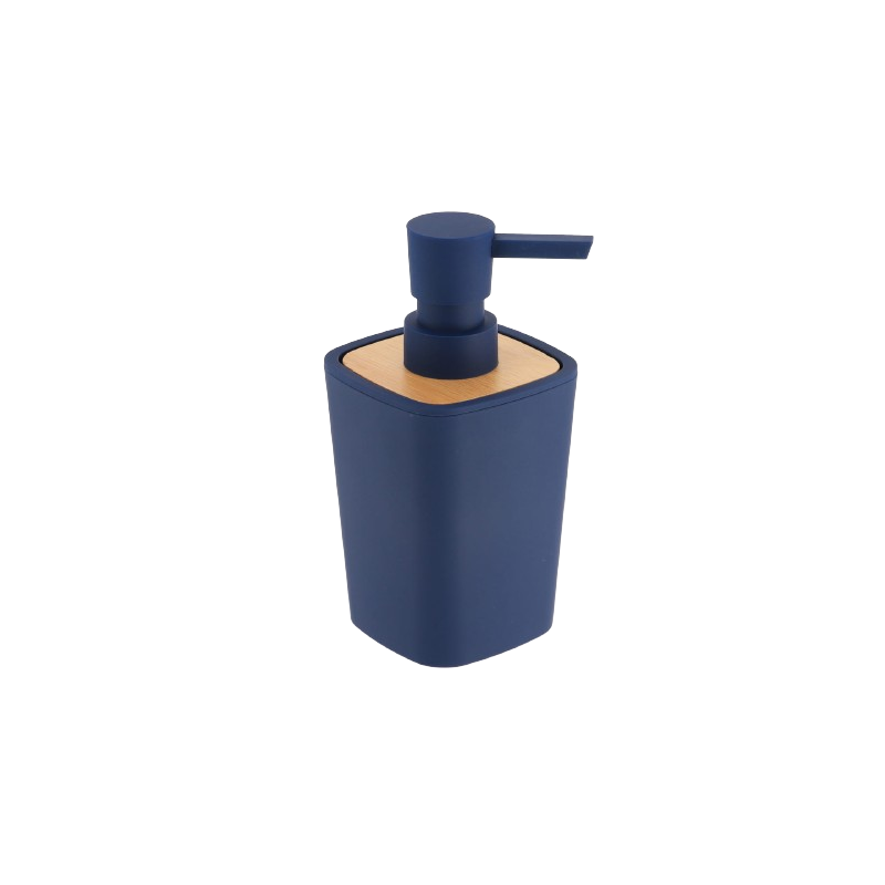 JABONERA DE PULSADOR RUBBER - ABS - BAMBÚ - AZUL MARINO