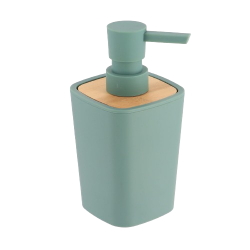 JABONERA DE PULSADOR RUBBER - ABS - BAMBÚ - VERDE SALVIA