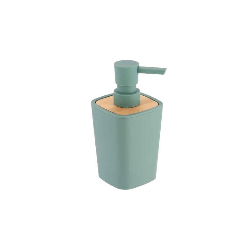 JABONERA DE PULSADOR RUBBER - ABS - BAMBÚ - VERDE SALVIA