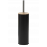 ESCOBILLERO CON SOPORTE DE METAL  + TAPA DE BAMBÚ - NEGRO
