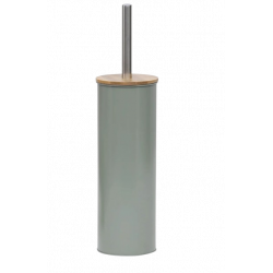 ESCOBILLERO CON SOPORTE DE METAL  + TAPA DE BAMBÚ - CAQUI