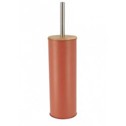 ESCOBILLERO CON SOPORTE DE METAL  + TAPA DE BAMBÚ - TERRACOTA