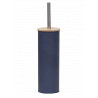 ESCOBILLERO CON SOPORTE DE METAL  + TAPA DE BAMBÚ - AZUL MARINO