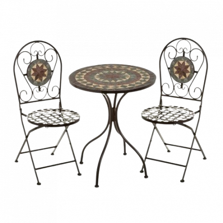 CONJUNTO DE MESA Y 2 SILLAS SIMETRIC METAL