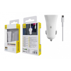 CARGADOR DE MECHERO CON CABLE IPHONE BLANCO