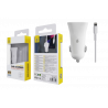 CARGADOR DE MECHERO CON CABLE IPHONE BLANCO