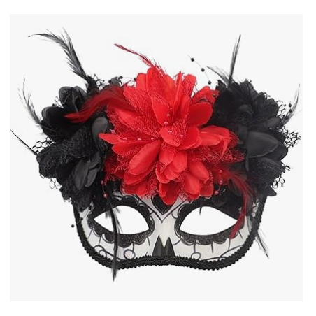 MÁSCARA DE FLORES HALLOWEEN NEGRA