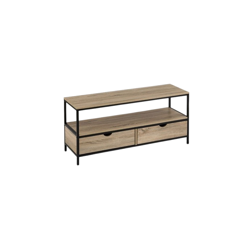 MUEBLE TV CON 2 CAJONES - ACERO NEGRO