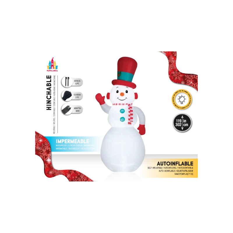 MUÑECO DE NIEVE HINCHABLE CON LED