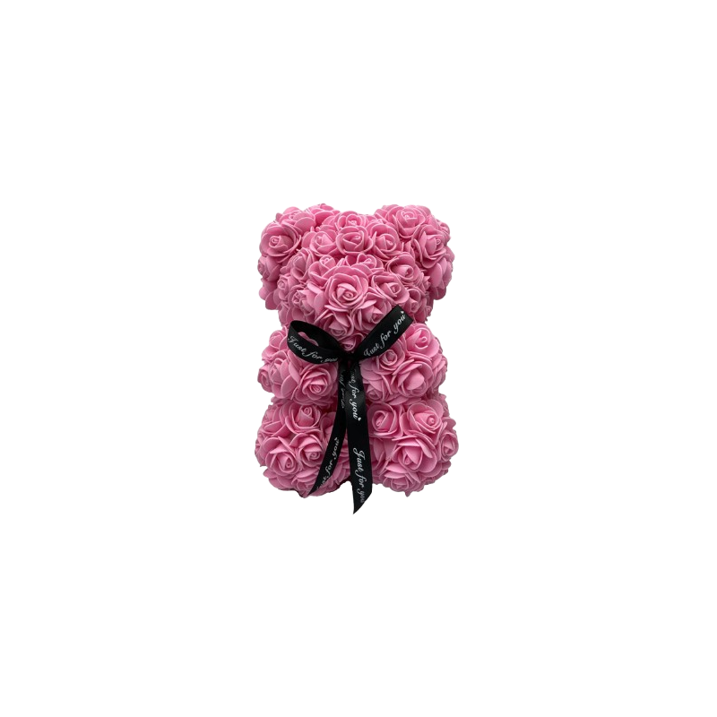 OSO DECORATIVO DE ROSAS ARTIFICIALES EN ROSA