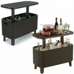 MESA AUXILIAR CON NEVERA BEVY BAR CURVE RATTAN