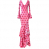 VESTIDO DE FLAMENCA ROSA CON LUNARES ROJOS