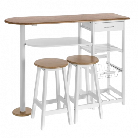 CONJUNTO MESA Y TABURETES MDF