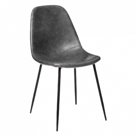 SILLA VLADI CUERO GRIS