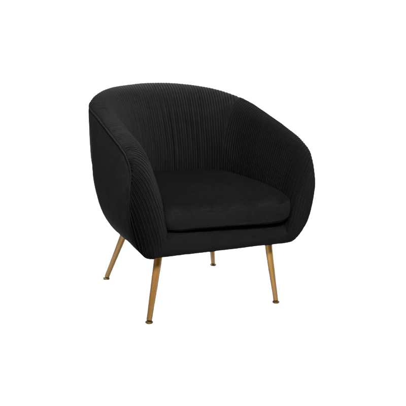 SILLÓN SOLARO EN TERCIOPELO PLISADO NEGRO