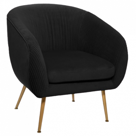SILLÓN SOLARO EN TERCIOPELO PLISADO NEGRO