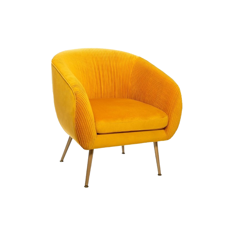 SILLÓN SOLARO EN TERCIOPELO PLISADO MOSTAZA