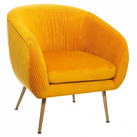 SILLÓN SOLARO EN TERCIOPELO PLISADO MOSTAZA