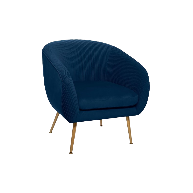 SILLÓN SOLARO EN TERCIOPELO PLISADO AZUL