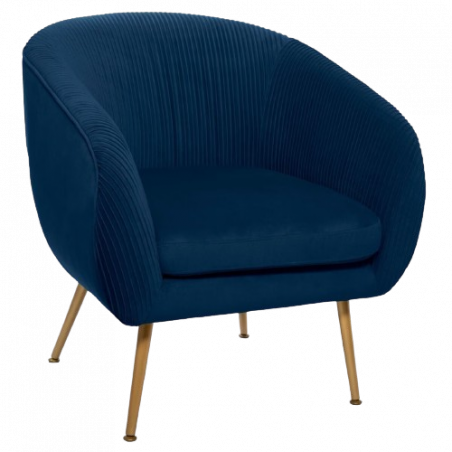 SILLÓN SOLARO EN TERCIOPELO PLISADO AZUL