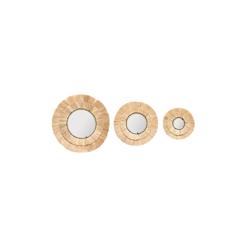 CONJUNTO DE 3 ESPEJOS RAPHIA ALBA